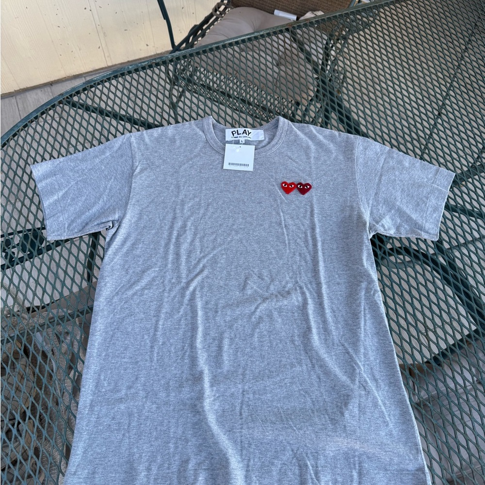 CDG Gray T-Shirt with Red Heart Logo